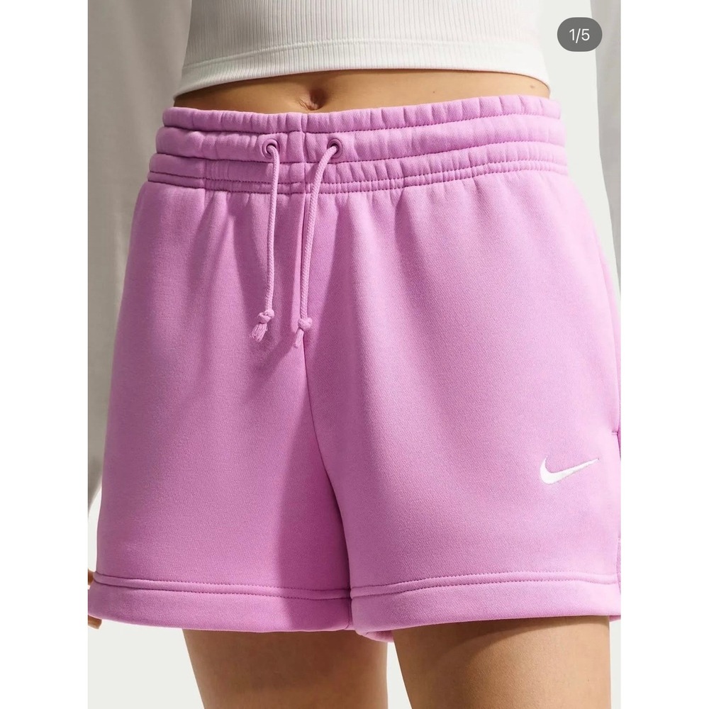 Nike Womens Phoenix Fleece Mid Rise 4 Inch Shorts Beyond Pink IH2108-503 Large